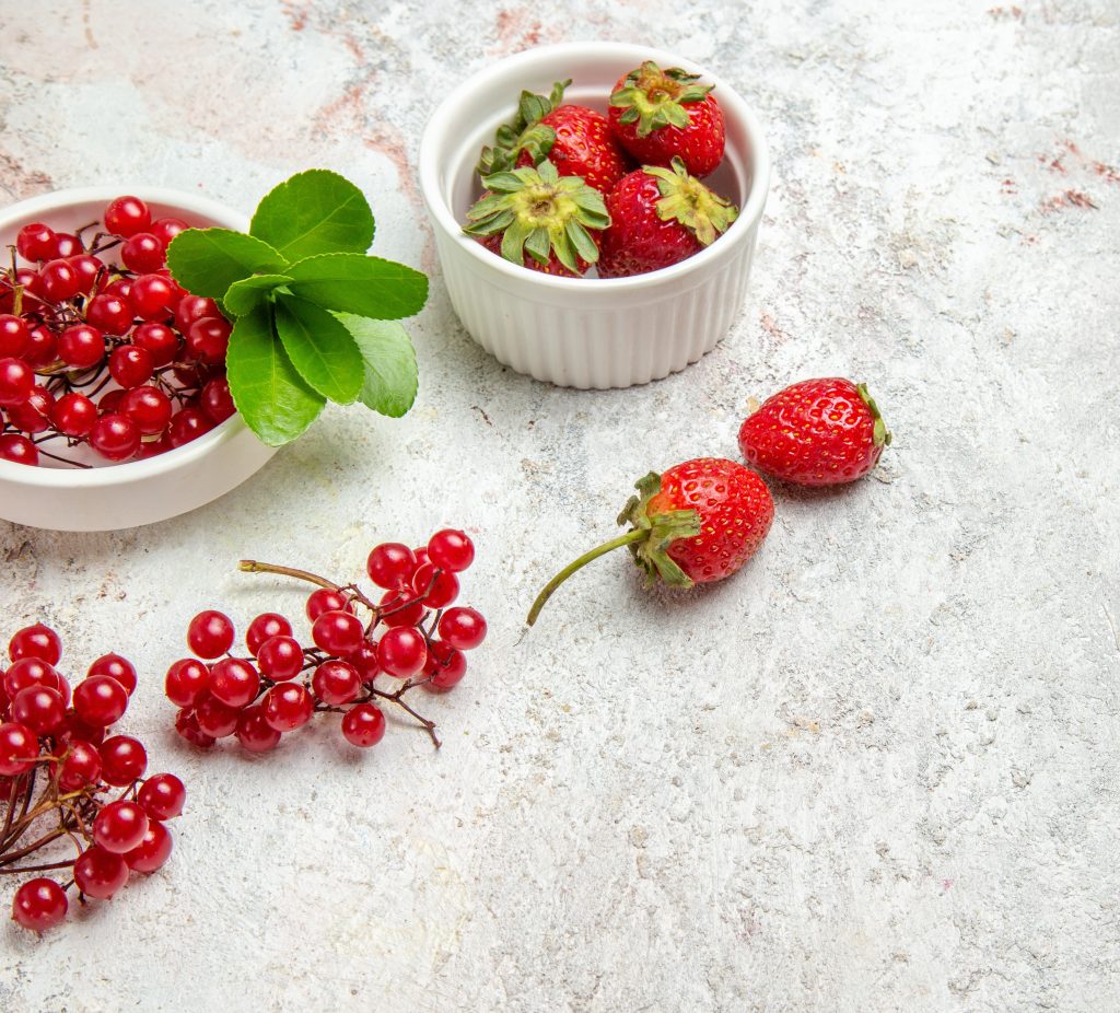 frutas rojas del bosque raices de la tierra